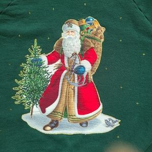 Vintage Fruit of the Loom Santa Christmas Sweatshirt Ugly Sweater Pullover Large